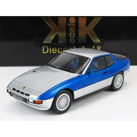 KK SCALE PORSCHE 924 TURBO COUPE 1986 - SILVER BLUE MET 1/18