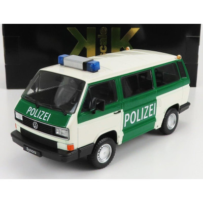 KK SCALE VOLKSWAGEN T3 MINIBUS SYNCRO POLIZEI 1987 - GREEN WHITE 1/18