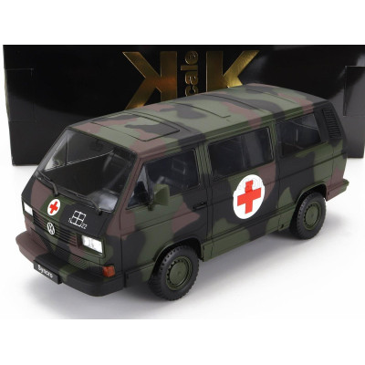 KK SCALE VOLKSWAGEN T3 MINIBUS  GERMAN ARMY AMBULANCE 1987 - MILTARY CAMOUFLAGE 1/18