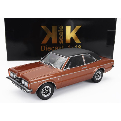 KK SCALE FORD ENGLAND TAUNUS GXL WITH VINYL ROOF 1971 - COPPER MET MATT BLACK 1/18