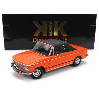 KK SCALE BMW 1600-2 CABRIOLET 1968 - WITH REMOVABLE SOFT-TOP - ORANGE 1/18