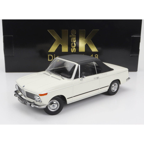 KK SCALE BMW 1600-2 CABRIOLET 1968 - WITH REMOVABLE SOFT-TOP - WHITE 1/18
