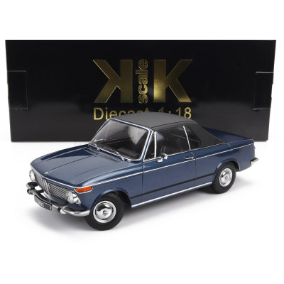 KK SCALE BMW 2002 CABRIOLET 1968 - WITH REMOVABLE SOFT-TOP - BLUE MET 1/18