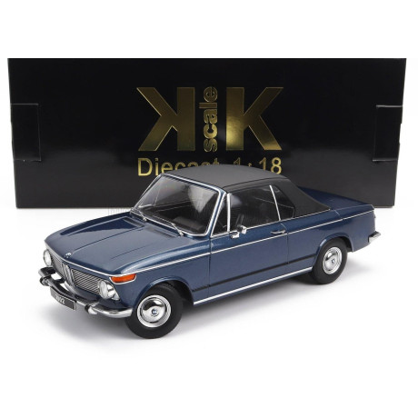 KK SCALE BMW 2002 CABRIOLET 1968 - WITH REMOVABLE SOFT-TOP - BLUE MET 1/18