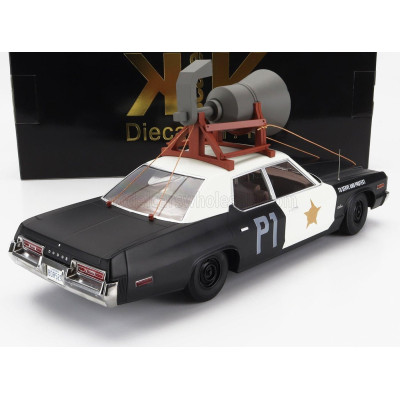 KK SCALE DODGE MONACO BLUESMOBILE 1974 - LOOK-A-LIKE - WITH THE HORN ON THE ROOF - BLACK WHITE 1/18