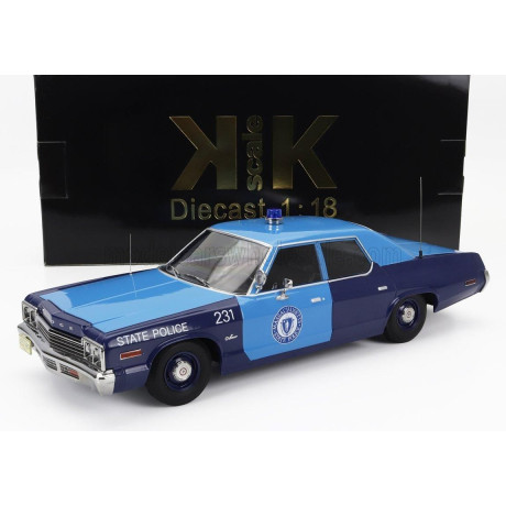 KK SCALE DODGE MONACO MASSACHUSETTS STATE POLICE 1974 - 2 TONE BLUE 1/18
