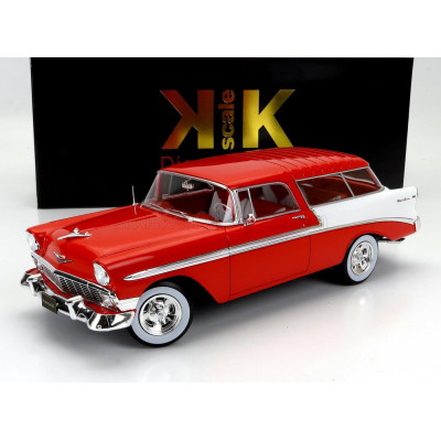 KK SCALE CHEVROLET BEL AIR NOMAD SW STATION WAGON CUSTOM 1956 - RED WHITE 1/18
