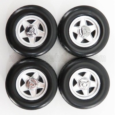KK SCALE ACCESSORIES FERRARI 512BB -365GT4/BB - 4X WHEELS AND TYRE SET 1973 - BLACK 1/18