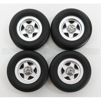 KK SCALE ACCESSORIES 4x  CROMODORA WHEEL AND TYRE SET 1969 FERRARI 365 GTB DAYTONA - BLACK 1/18