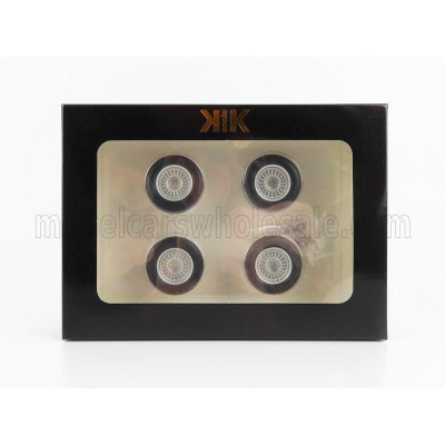 KK SCALE ACCESSORIES SET 4X WHEELS AND TYRE FOR 3-SERIES 323i (E21) 1975 - BLACK SILVER 1/18