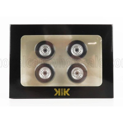 KK SCALE ACCESSORIES SET 4X WHEELS AND RIMS FOR T3 MINIBUS SYNCRO 1987 - SILVER 1/18