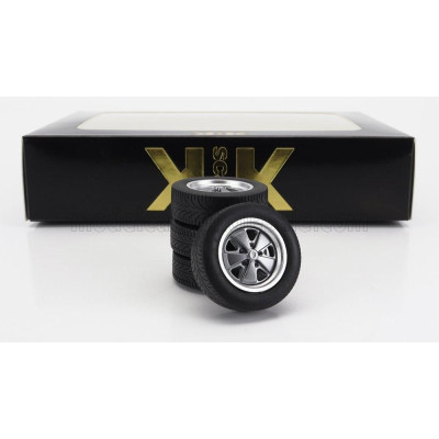 KK SCALE ACCESSORIES SET 4X WHEELS AND RIMS FOR PORSCHE 911 CARRERA CLUBSPORT - GREY MET 1/18