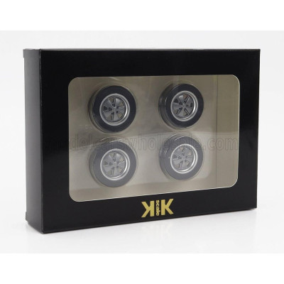 KK SCALE ACCESSORIES SET 4X WHEELS AND RIMS FOR PORSCHE 911 CARRERA CLUBSPORT - GREY MET 1/18