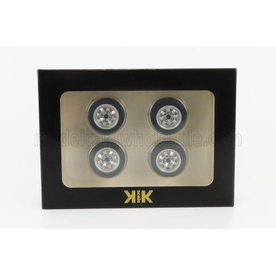 KK SCALE ACCESSORIES 4X  WHEELS AND RIMS SET  FOR PORSCHE 924 TURBO 1986 - SILVER 1/18