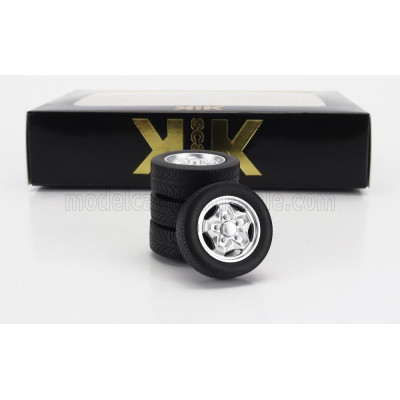 KK SCALE ACCESSORIES SET 4X WHEELS AND HACKMESSER RIMS FOR PORSCHE 911 CARRERA CLUBSPORT - SILVER 1/18