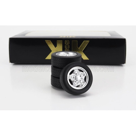 KK SCALE ACCESSORIES SET 4X WHEELS AND HACKMESSER RIMS FOR PORSCHE 911 CARRERA CLUBSPORT - SILVER 1/18