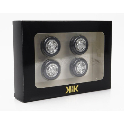 KK SCALE ACCESSORIES SET 4X WHEELS AND HACKMESSER RIMS FOR PORSCHE 911 CARRERA CLUBSPORT - SILVER 1/18