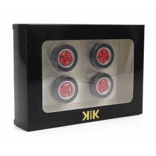 KK SCALE ACCESSORIES SET 4X WHEELS AND RIMS FOR PORSCHE 911 CARRERA CLUBSPORT - RED 1/18