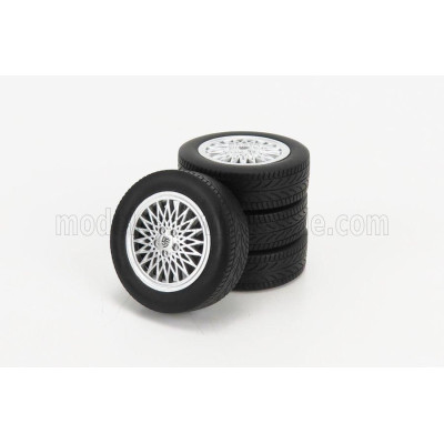 KK SCALE ACCESSORIES 4X  WHEELS AND RIMS SET  FOR PORSCHE 924 TURBO 1986 - SILVER 1/18