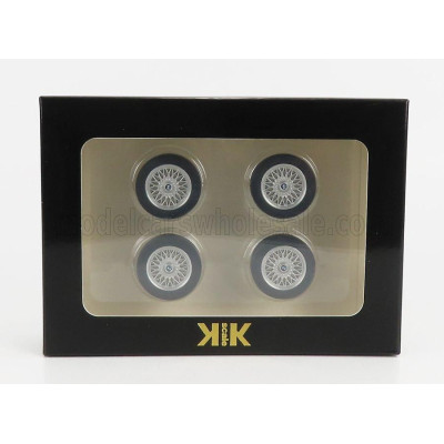 KK SCALE ACCESSORIES 4X  WHEELS AND RIMS SET 17' FOR BMW 3-SERIES ALPINA (E30) 1988 - BLACK SILVER 1/18