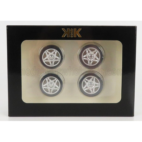 KK SCALE ACCESSORIES SET 4X WHEELS AND RIMS FOR FERRARI F50 1995 - SILVER BLACK 1/18