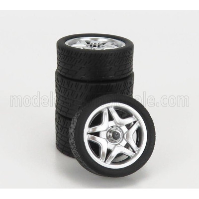 KK SCALE ACCESSORIES SET 4X WHEELS AND RIMS FOR FERRARI F50 1995 - SILVER BLACK 1/18