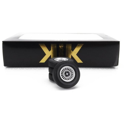 KK SCALE ACCESSORIES SET 4X WHEELS AND RIMS FOR BMW 2002 ALPINA 1971 - BLACK SILVER 1/18