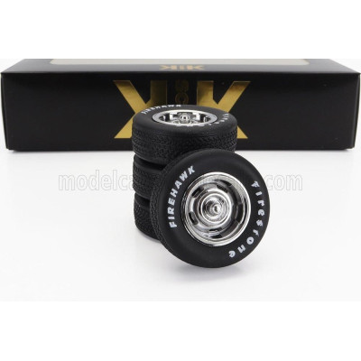 KK SCALE ACCESSORIES SET 4X WHEELS AND RIMS FOR CORVETTE C3 1972 - BLACK SILVER 1/18