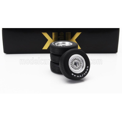 KK SCALE ACCESSORIES SET 4X WHEELS AND RIMS FOR ESPRIT TURBO 1981 - BLACK SILVER 1/18