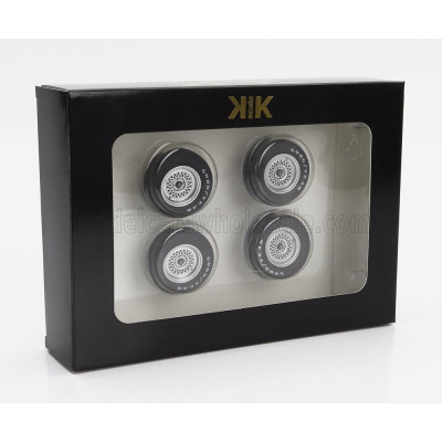 KK SCALE ACCESSORIES SET 4X WHEELS AND RIMS FOR ESPRIT TURBO 1981 - BLACK SILVER 1/18