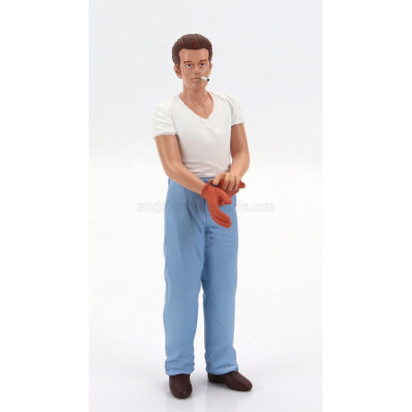 KK SCALE FIGURES JAMES STANDING FOR PORSCHE 356 A SPEEDSTER 1955 - LIGHT BLUE WHITE 1/12