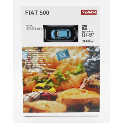 KYOSHO FIAT NUOVA 500 2007 WITH BOOK - LIGHT BLUE 1/64
