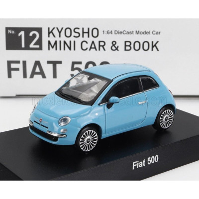 KYOSHO FIAT NUOVA 500 2007 WITH BOOK - LIGHT BLUE 1/64