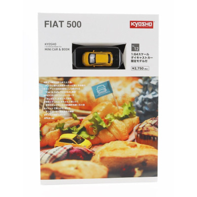 KYOSHO FIAT NUOVA 500 2007 WITH BOOK - YELLOW 1/64