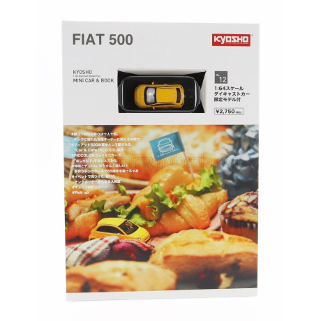 KYOSHO FIAT NUOVA 500 2007 WITH BOOK - YELLOW 1/64