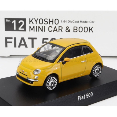 KYOSHO FIAT NUOVA 500 2007 WITH BOOK - YELLOW 1/64