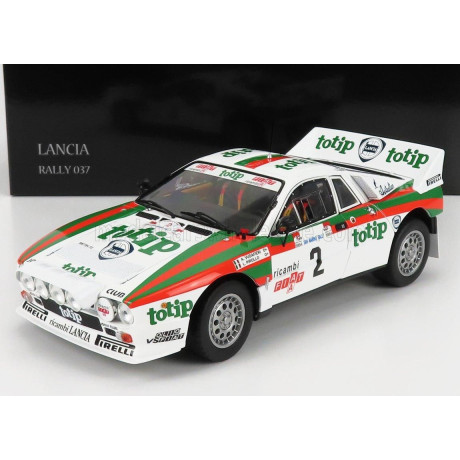 KYOSHO LANCIA 037 TOTIP RALLY SAN MARINO 1984 A.VUDAFIERI - L.PIROLLO - WHITE ORANGE GREEN 1/18