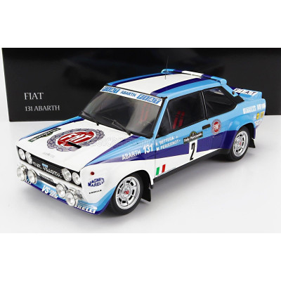 KYOSHO FIAT 131 ABARTH N 2 WINNER RALLY PIANCAVALLO 1981 A.BETTEGA - M.PERISSINOT - WHITE BLUE 1/18