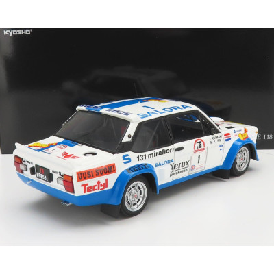KYOSHO FIAT 131 ABARTH N 1 WINNER RALLY 1000 LAKES 1980 M.ALEN - I.KIVIMAKI - WHITE BLUE 1/18