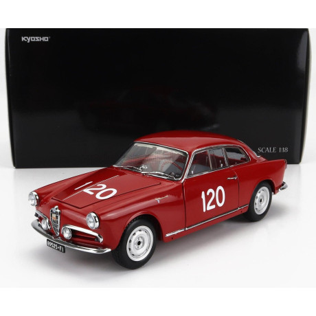 KYOSHO ALFA ROMEO GIULIETTA SV SPRINT VELOCE N 120 MILLE MIGLIA 1956 G.BECUCCI - P.CAZZATO - RED 1/18