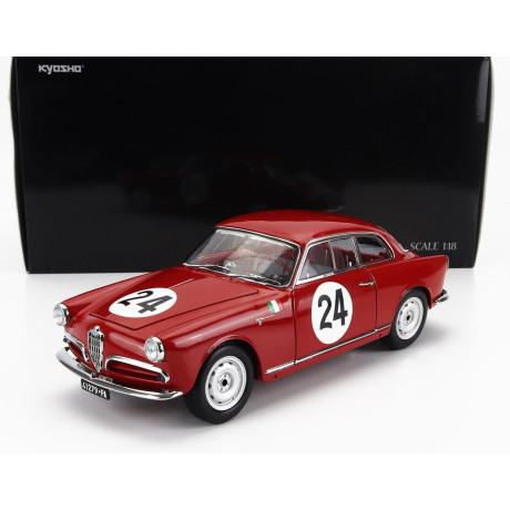 KYOSHO ALFA ROMEO GIULIETTA SV SPRINT VELOCE N 24 TARGA FLORIO 1958 N.TODARO - R.BARBATO - RED 1/18