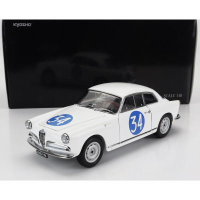 KYOSHO ALFA ROMEO GIULIETTA SV SPRINT VELOCE N 34 TARGA FLORIO 1960 EMANUELE - ALDEBARAN (CHECCO D'ANGELO) - WHITE 1/18