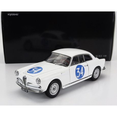 KYOSHO ALFA ROMEO GIULIETTA SV SPRINT VELOCE N 34 TARGA FLORIO 1960 EMANUELE - ALDEBARAN (CHECCO D'ANGELO) - WHITE 1/18