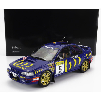 KYOSHO SUBARU IMPREZA 555 REPSOL N 5 WINNER RALLY MONTECARLO 1995 C.SAINZ - L.MOYA - BLUE YELLOW 1/18