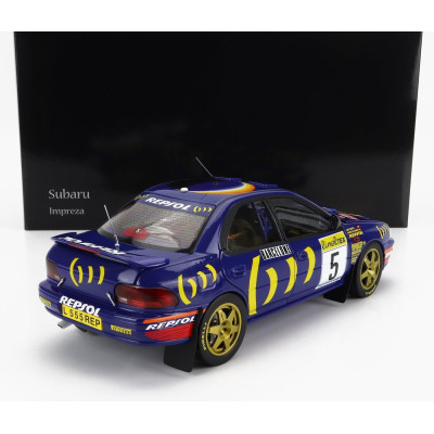 KYOSHO SUBARU IMPREZA 555 REPSOL N 5 WINNER RALLY MONTECARLO 1995 C.SAINZ - L.MOYA - BLUE YELLOW 1/18