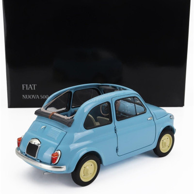 KYOSHO FIAT 500 D CABRIOLET OPEN 1960 - CELESTE CROCIERA - LIGHT BLUE 1/18