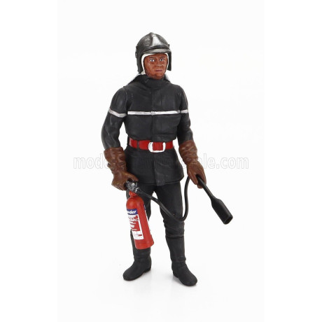 LE MANS MINIATURES FIGURES VIGILE DEL FUOCO JEAN LUC - FRENCH POMPIERS FIREMAN 1970 - GREY 1/18