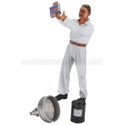 LE MANS MINIATURES FIGURES MECCANICO LUCIEN - MECANICIEN REFUELLER 1930 - WHITE 1/18