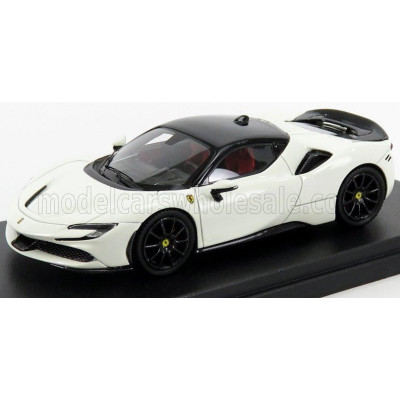 LOOKSMART FERRARI SF90 STRADALE HYBRID 1000hp 2019 - BIANCO AVUS - WHITE BLACK 1/43