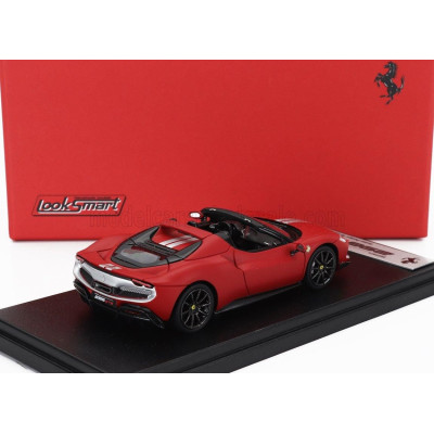LOOKSMART FERRARI 296 GTS SPIDER ASSETTO FIORANO OPEN ROOF 2022 - ROSSO F1-75 - MATT RED SILVER 1/43